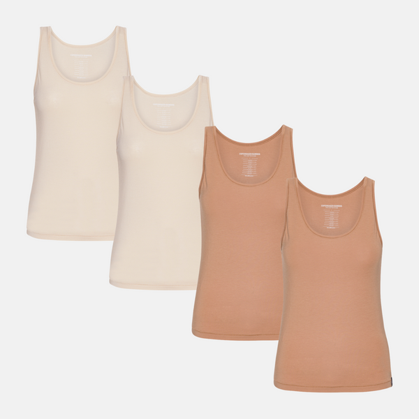 4 pack bamboo tops tan/cream