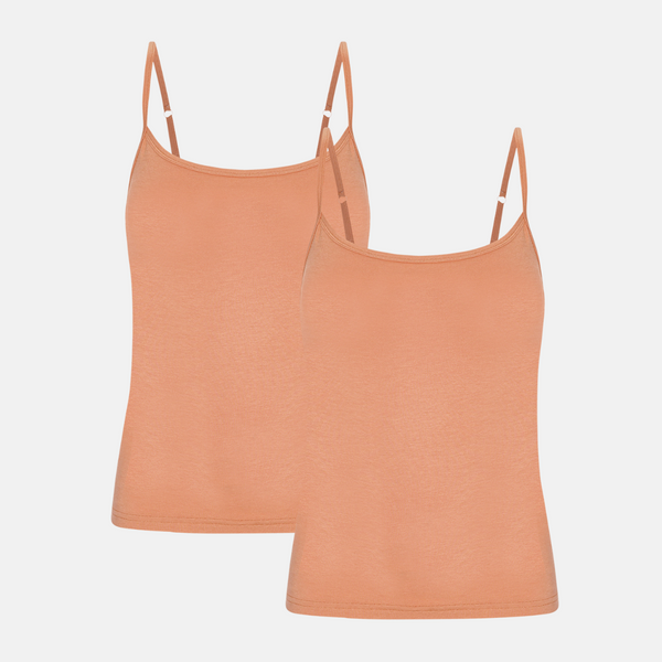 Tan bamboo tops with thin straps - 2 pack