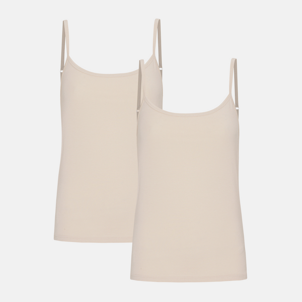 Cream bamboo tops with thin straps - 2 pack