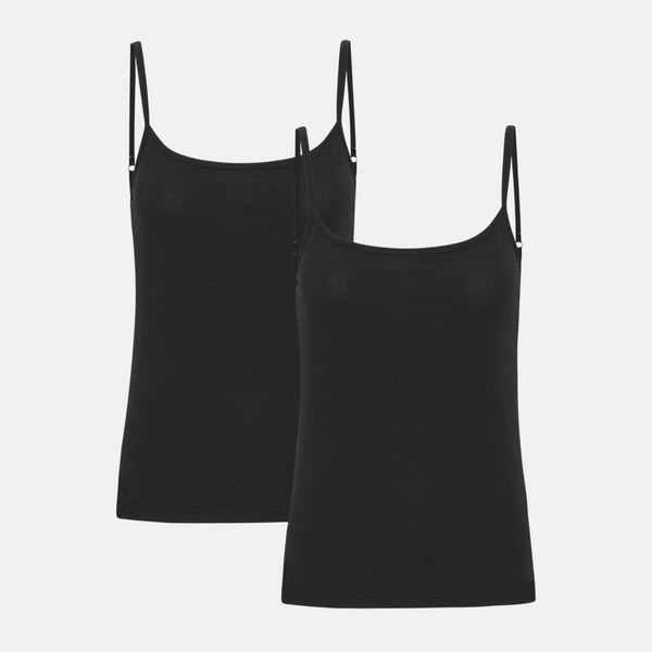 Black bamboo tops with thin straps - 2 pack