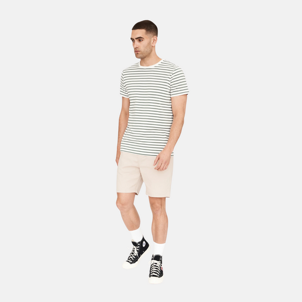 Green/white striped crew neck bamboo t-shirt