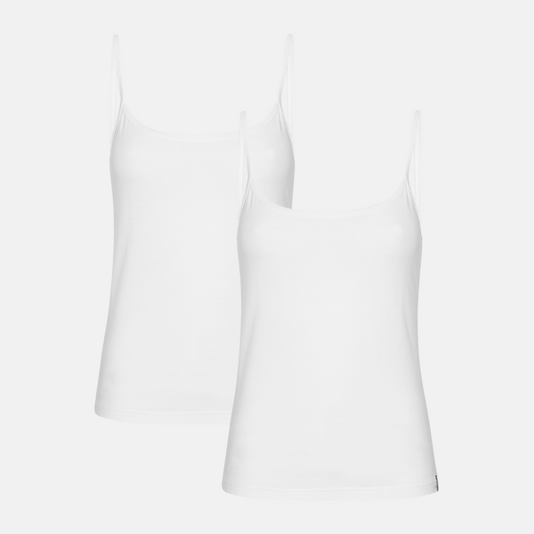 White bamboo tops with thin straps - 2 pack