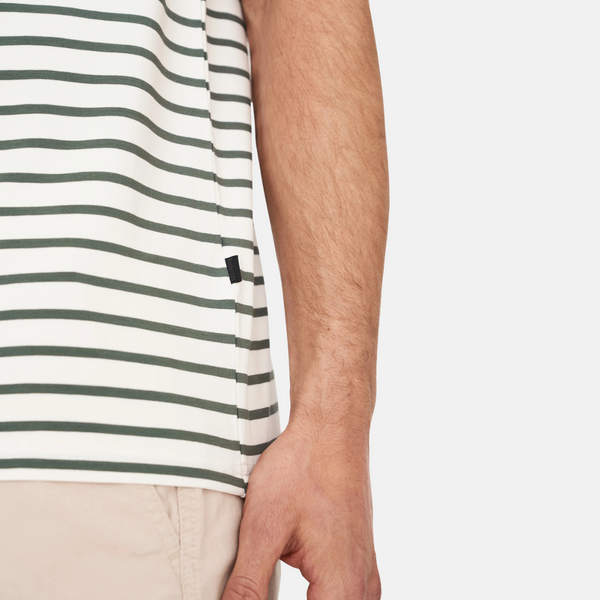 Green/white striped crew neck bamboo t-shirt
