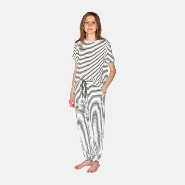 Betty bamboo night pants - black/white striped