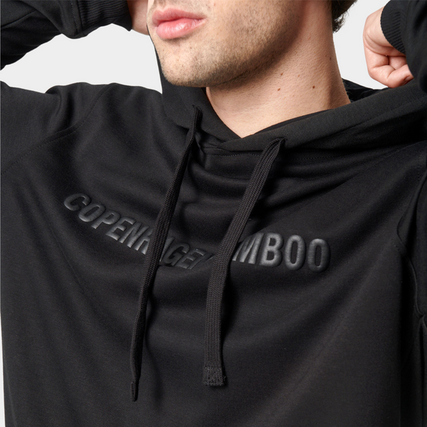 Black bamboo hoodie jogging set with logo