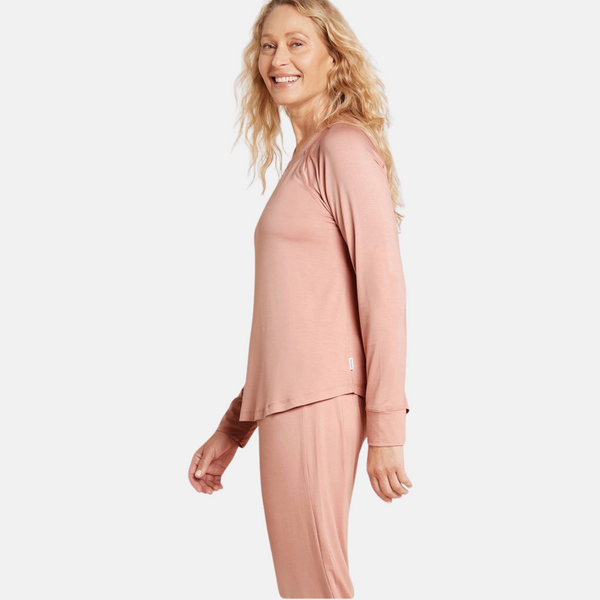 Pink long sleeve raglan bamboo lounge T-shirt