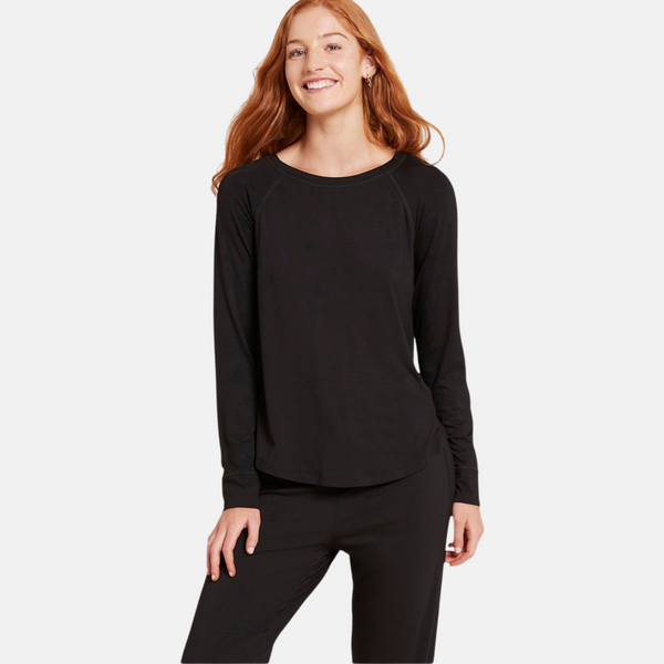 Black long sleeve raglan bamboo lounge T-shirt