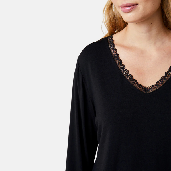 Jordan bamboo long sleeve nightgown - black