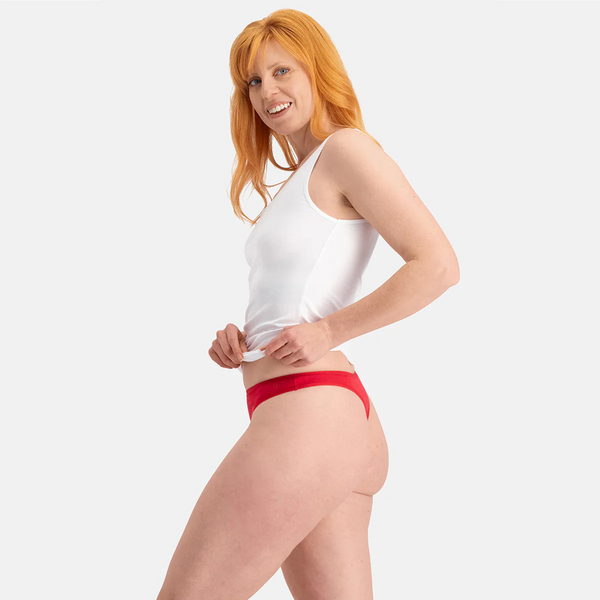 Lola bamboo g-string panties with narrow elastic edge - red 3 pack