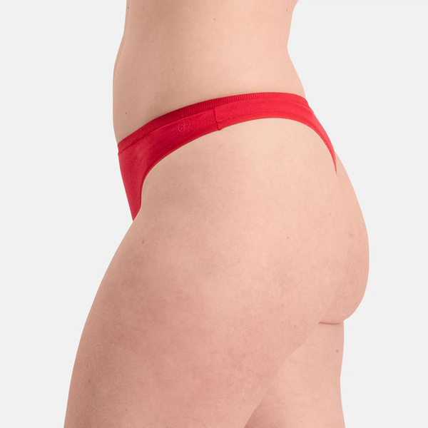 Lola bamboo g-string panties with narrow elastic edge - red 3 pack