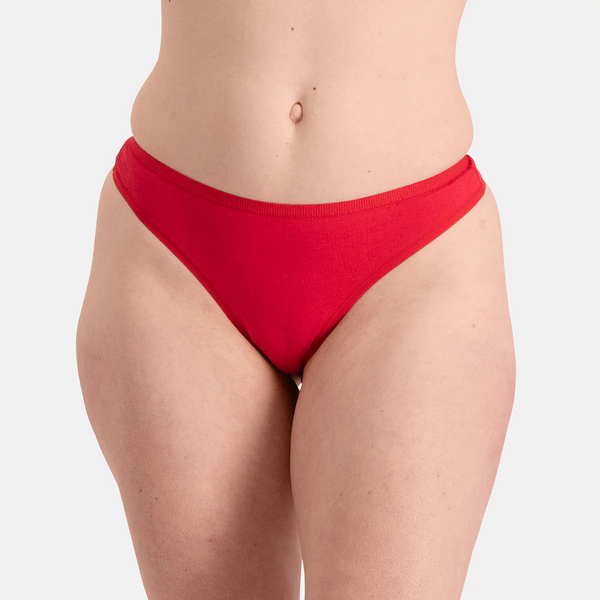 Lola bamboo g-string panties with narrow elastic edge - red 3 pack