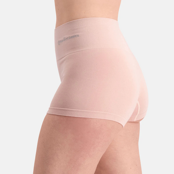 Stella high-waisted, corrective bamboo hotpants - Rose nude 2 pack