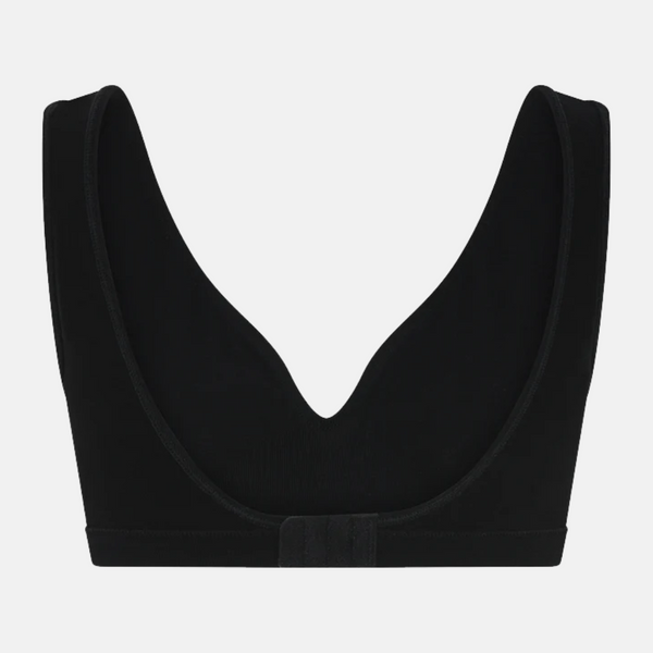 Black bra top in bamboo with wide straps