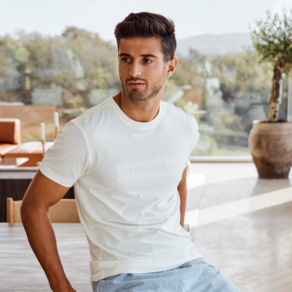 White bamboo T-shirt with logo