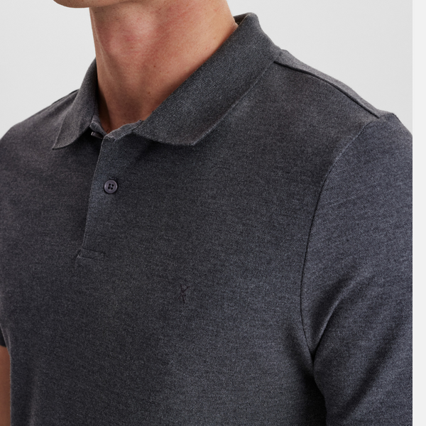 Dark grey pique bamboo polo shirt