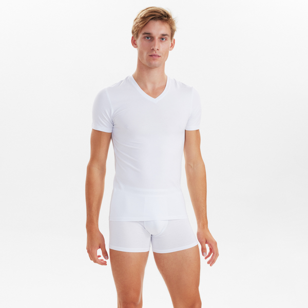 2 white slim fit bamboo v-neck T-shirts
