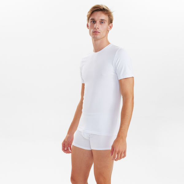 2 white slim fit bamboo crew neck T-shirt