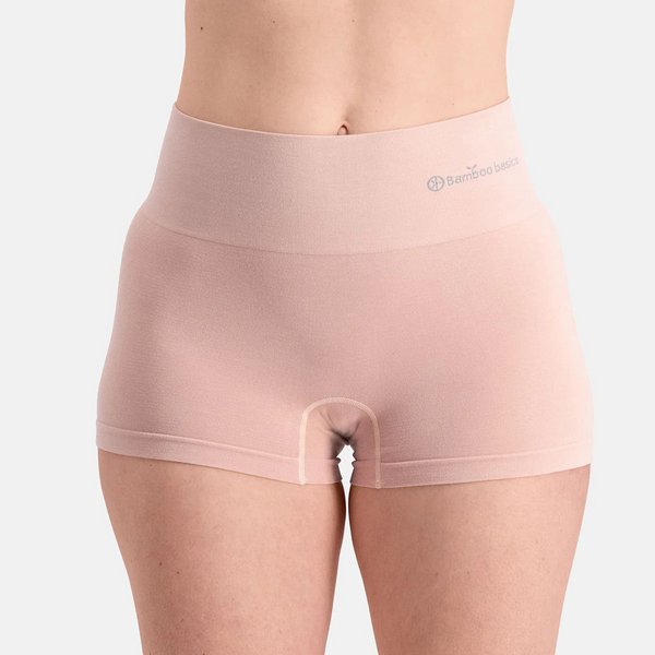 Stella high-waisted, corrective bamboo hotpants - Rose nude 2 pack