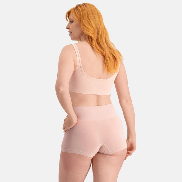 Stella high-waisted, corrective bamboo hotpants - Rose nude 2 pack