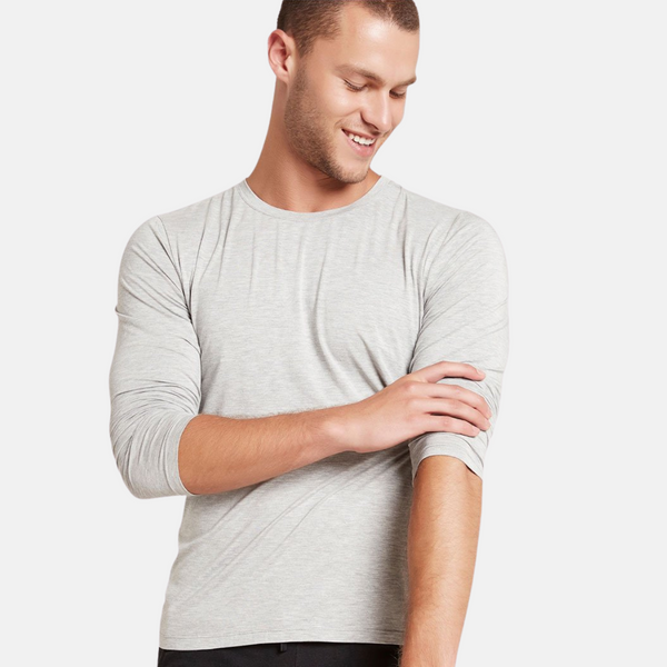 Light grey long sleeve crew neck bamboo T-shirt