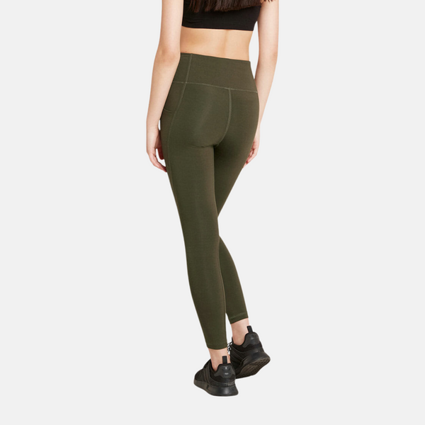 Olive green high-waisted bamboo training tights