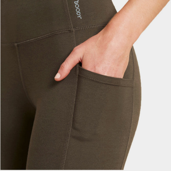 Olive green high waisted bamboo workout shorts 5"