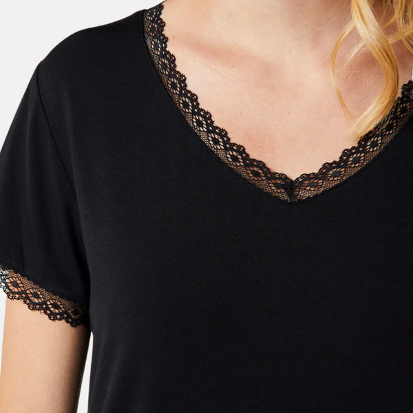 Jordan bamboo short-sleeved nightgown - black