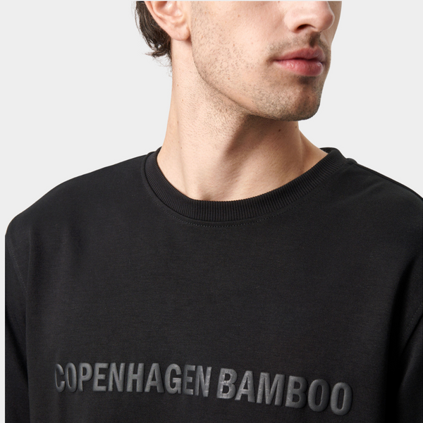 Black bamboo jogging suit with logo