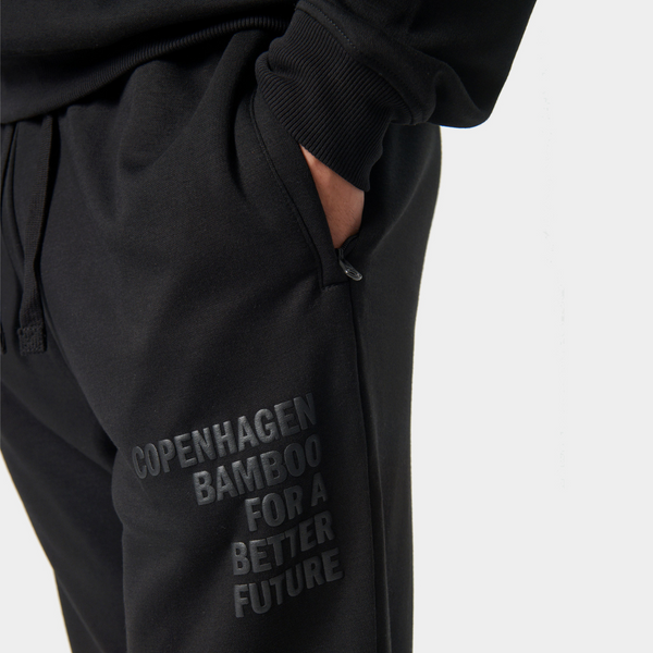 Black bamboo jogging suit with logo