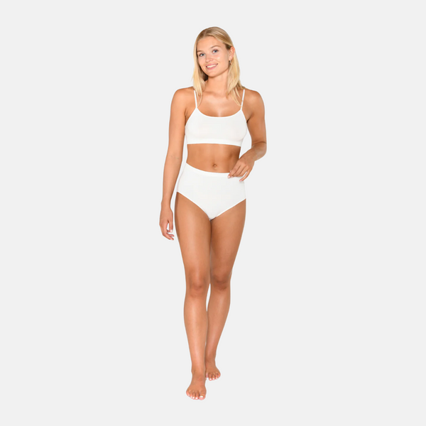 White bra top in bamboo with thin straps
