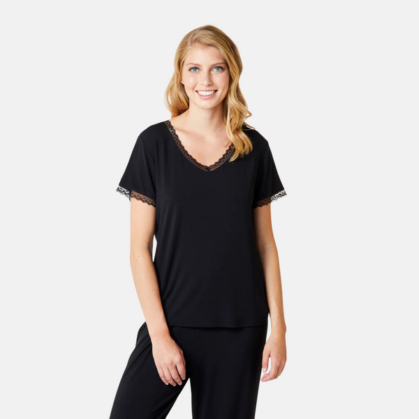 Jordan bamboo short-sleeved nightgown - black