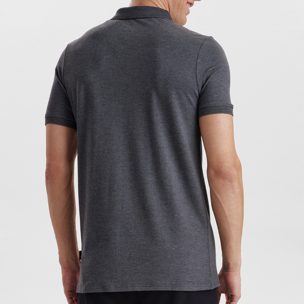 Dark grey pique bamboo polo shirt