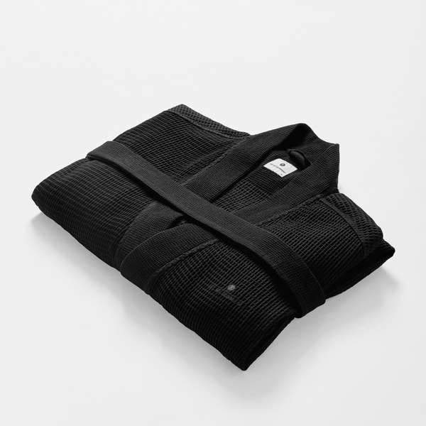 Black waffle bamboo bathrobe