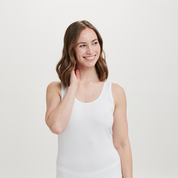 White bamboo tank top wide strap