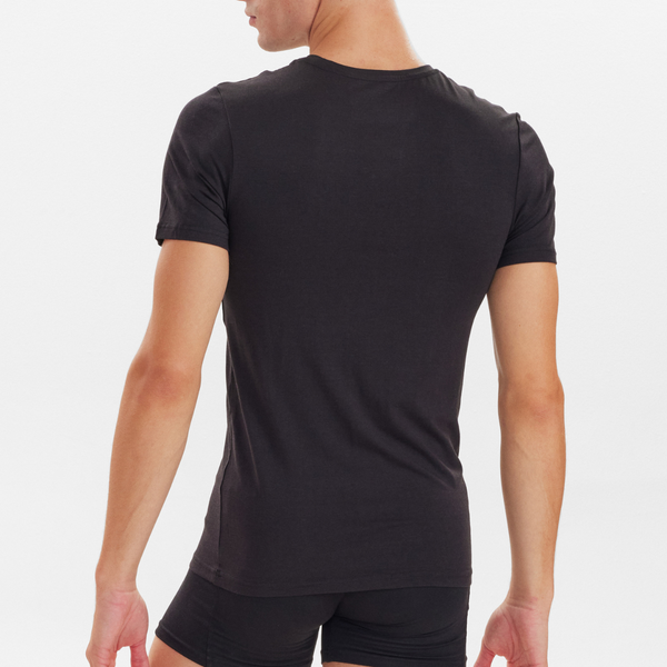 2 black slim fit bamboo crew neck T-shirts