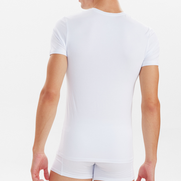 2 white slim fit bamboo v-neck T-shirts