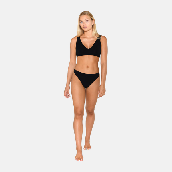 Black bamboo G-string panties