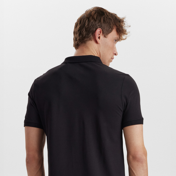 Black pique bamboo polo shirt
