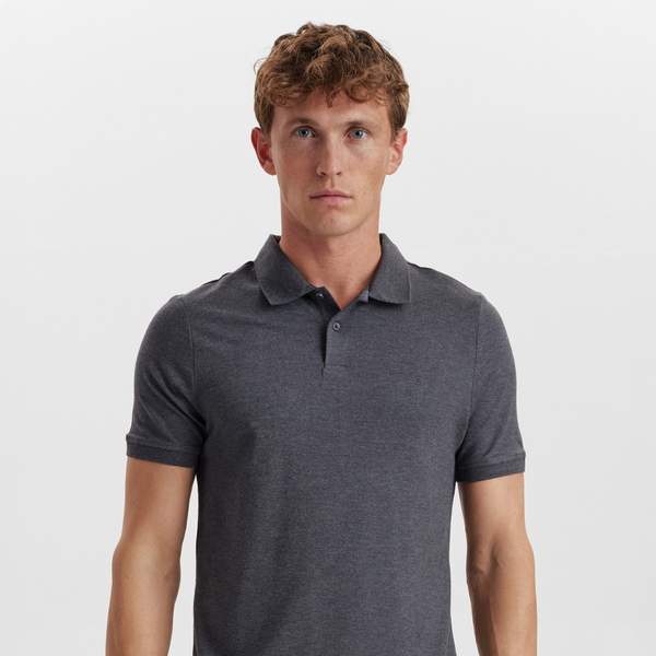 Dark grey pique bamboo polo shirt