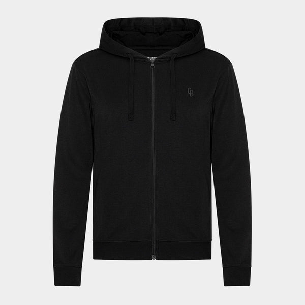 Black bamboo hoodie jogging set with zipper