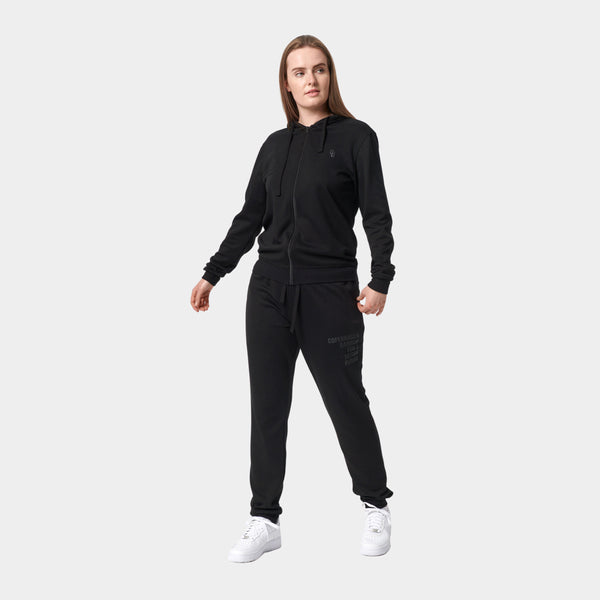 Black bamboo hoodie jogging set with zipper