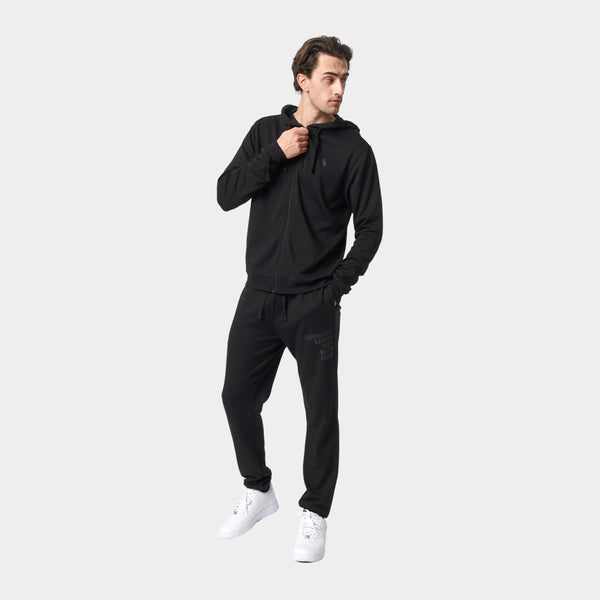Black bamboo hoodie jogging set with zipper