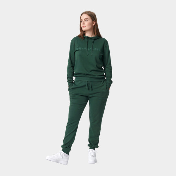 Green bamboo hoodie jogging set with logo