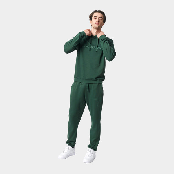 Green bamboo hoodie jogging set with logo