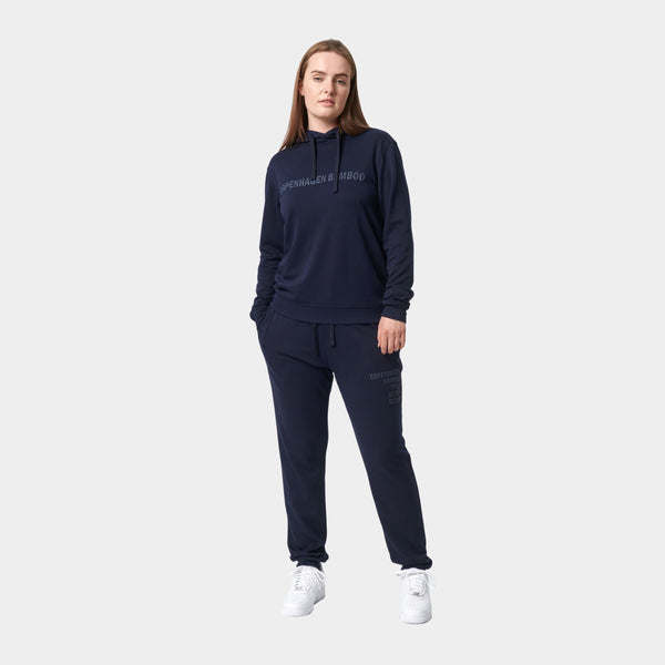 Navy bamboo hoodie jogging set with logo