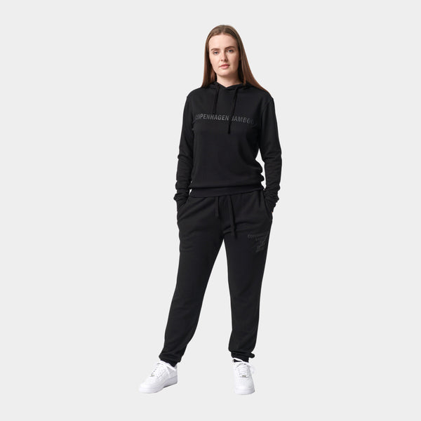 Black bamboo hoodie jogging set with logo