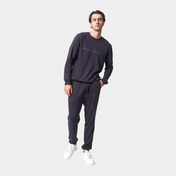 Dark grey bamboo jogging suit with logo
