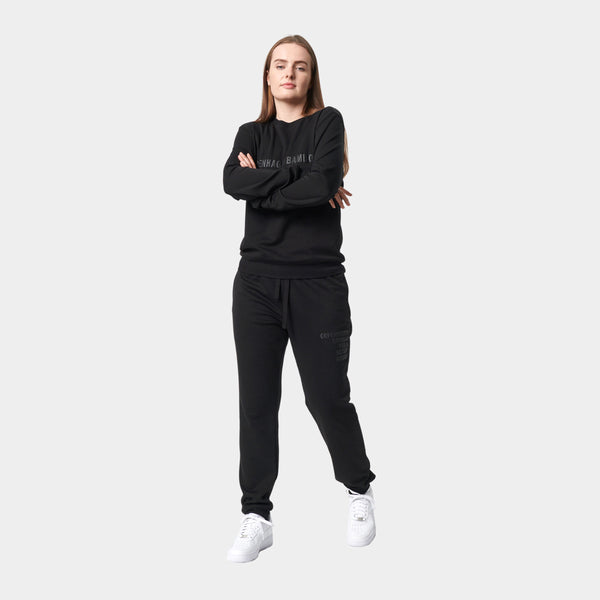 Black bamboo jogging suit with logo