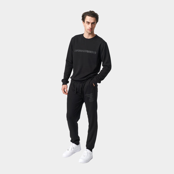 Black bamboo jogging suit with logo