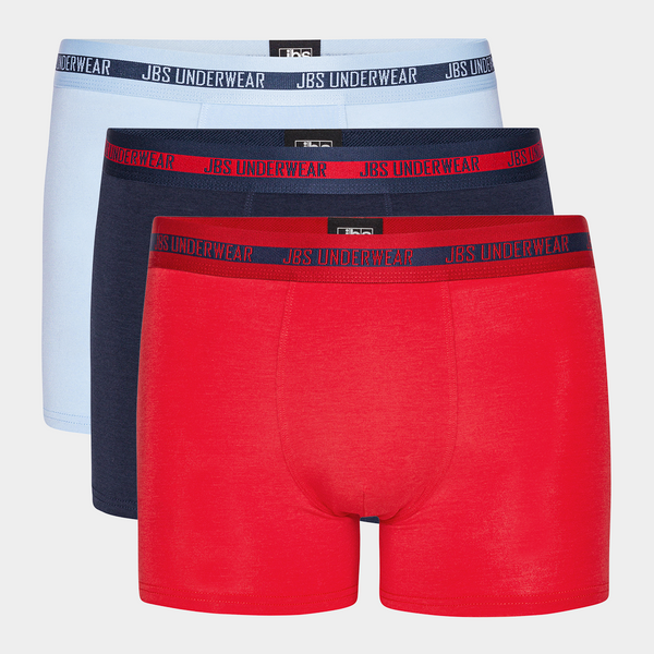 3 pairs of bamboo underwear light blue - red - navy